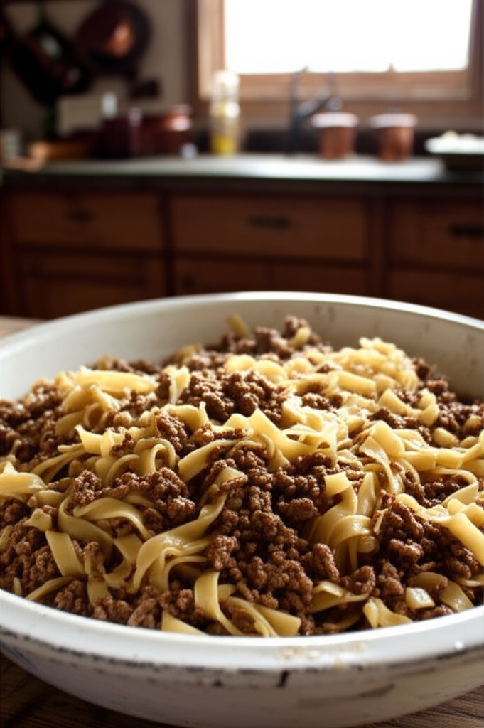 Bowl of Mongolian Ground Beef Noodles