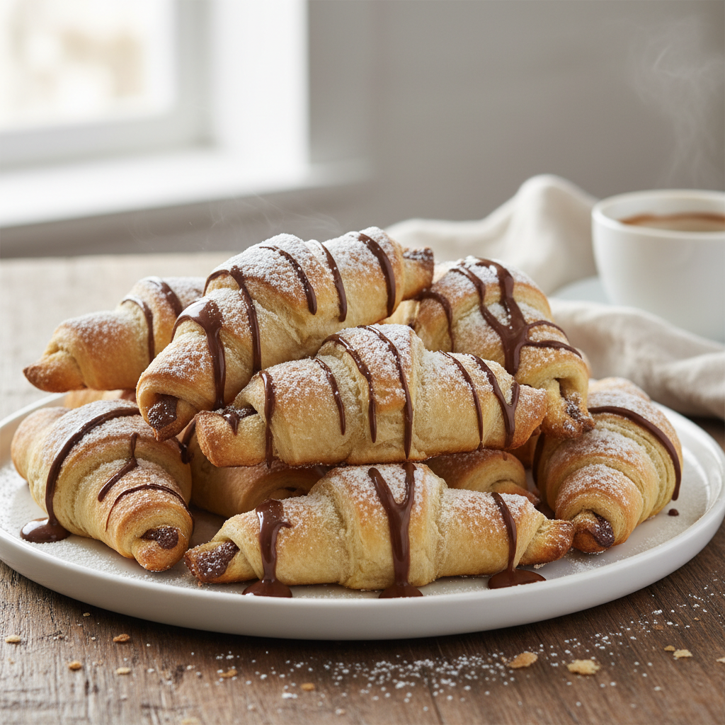 Serving Nutella crescent rolls with garnishes