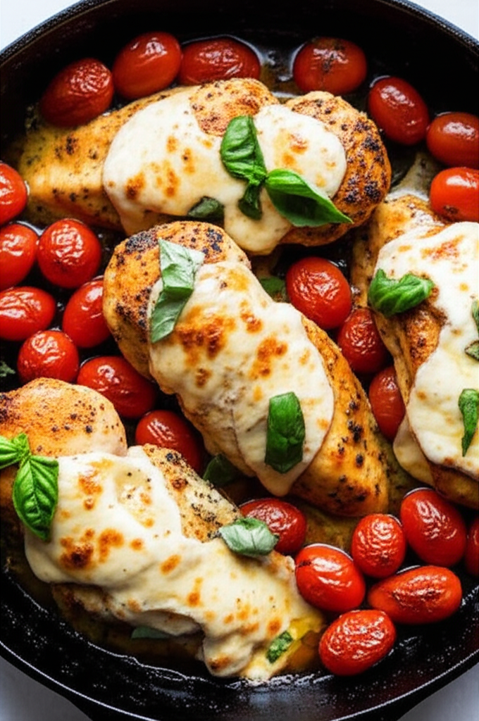 One Pan Balsamic Chicken with Tomatoes and Basil