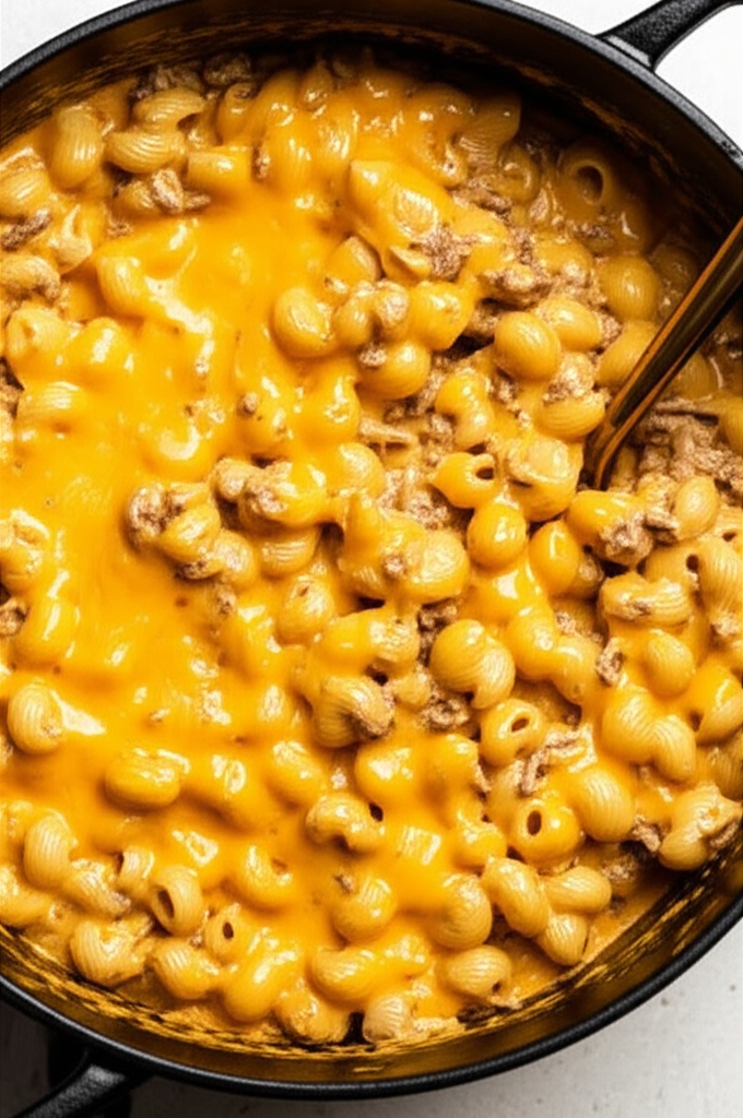 One-Pot Beef and Cheddar Ranch Pasta
