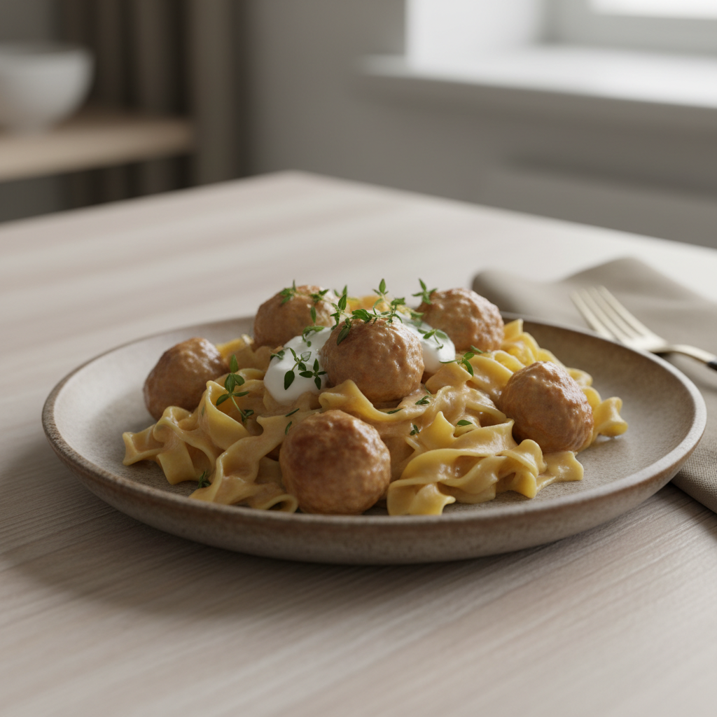 Finished One Pot Meatball Stroganoff