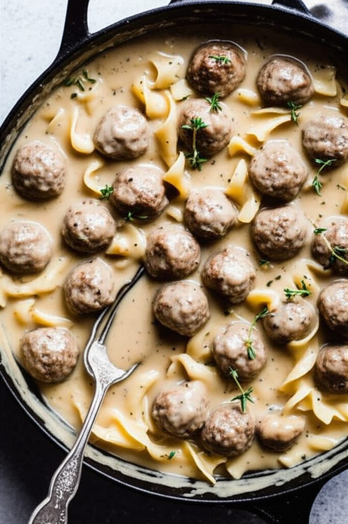 One Pot Meatball Stroganoff overview