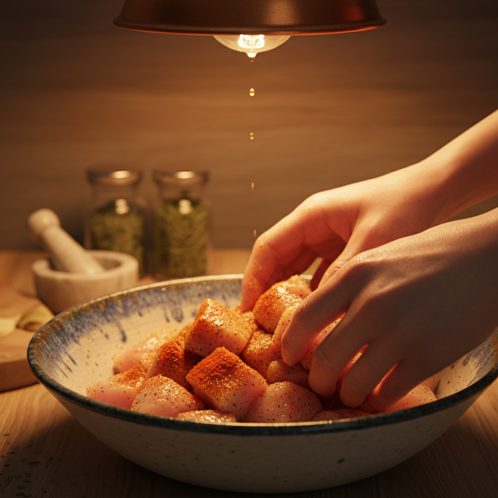 Seasoning chicken breasts before baking