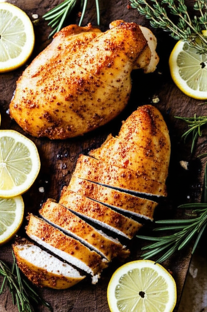 Oven baked chicken breasts plated beautifully