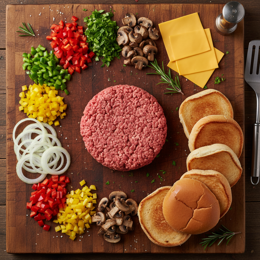 Ingredients for Philly Cheese Steak Sloppy Joes