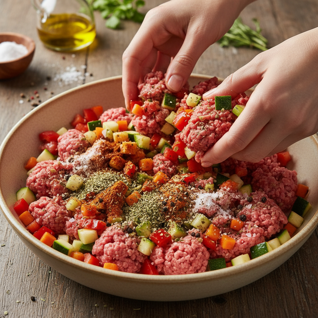 Sautéed vegetables and browned meat for Philly Cheese Steak Sloppy Joes