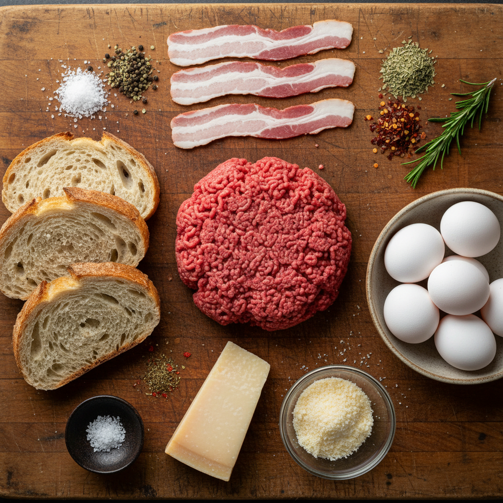 Ingredients laid out for Pioneer Woman Meatloaf