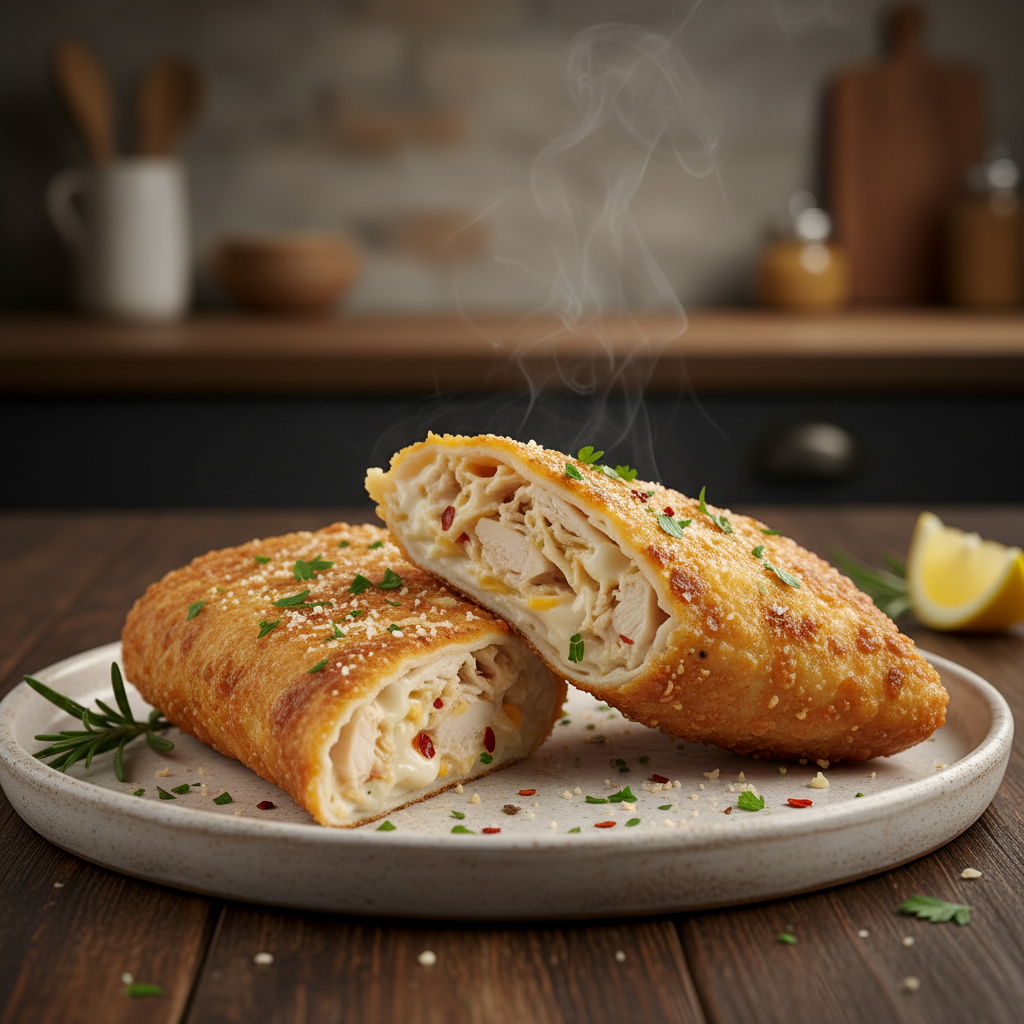 Final cheesy garlic chicken wraps served garnished