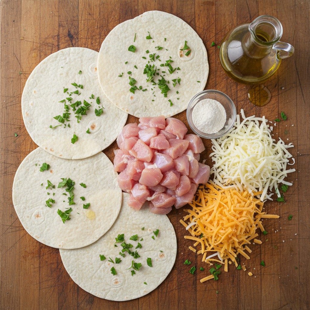 Ingredients for Cheesy Garlic Chicken Wraps