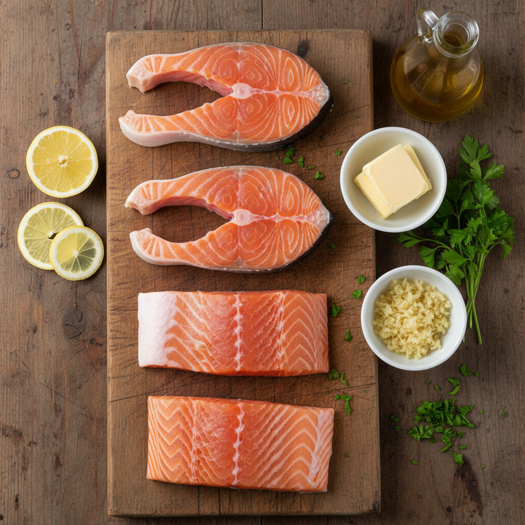 Ingredients for Salmon with Garlic Lemon Butter Sauce