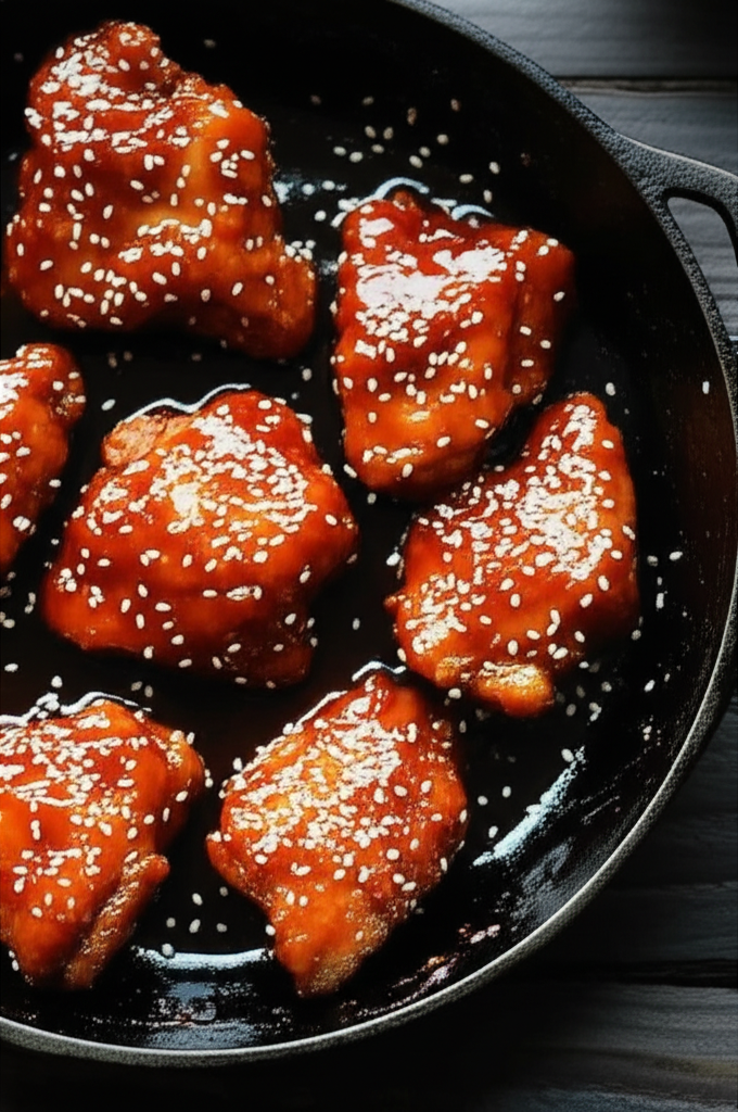 Delicious sesame chicken served on a plate