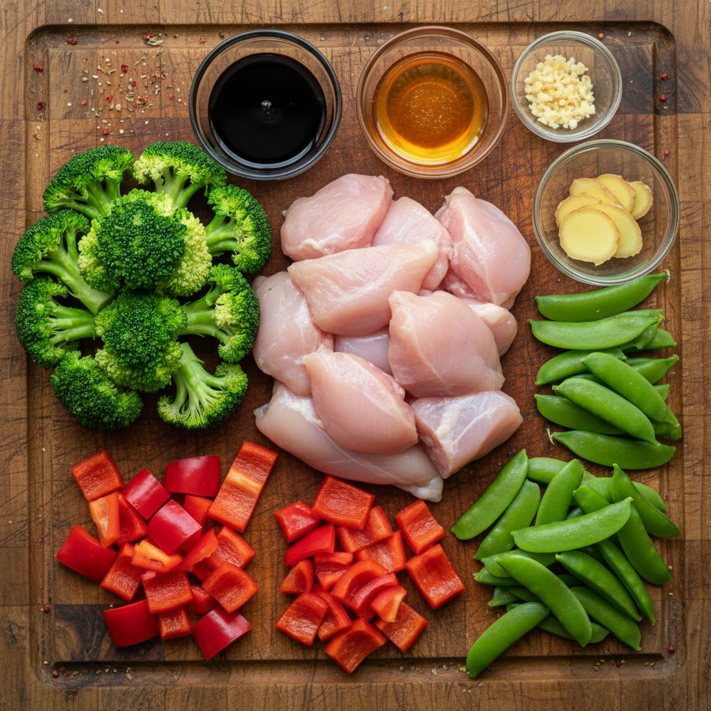 Ingredients for Sheet Pan Sesame Chicken and Veggies