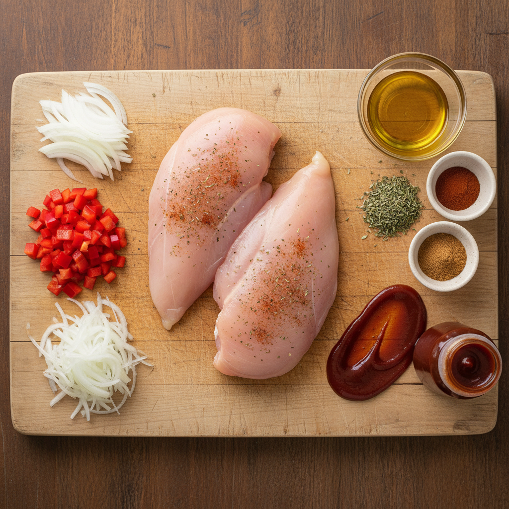 Ingredients for Slow Cooker BBQ Shredded Chicken