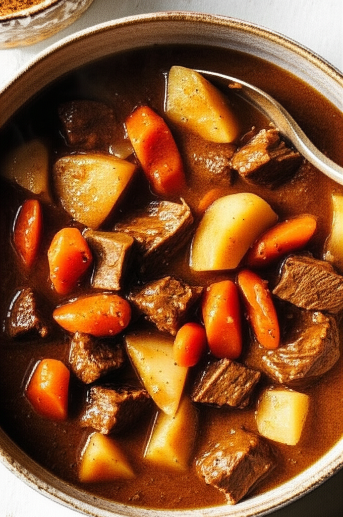 Beef Stew in a bowl with vegetables