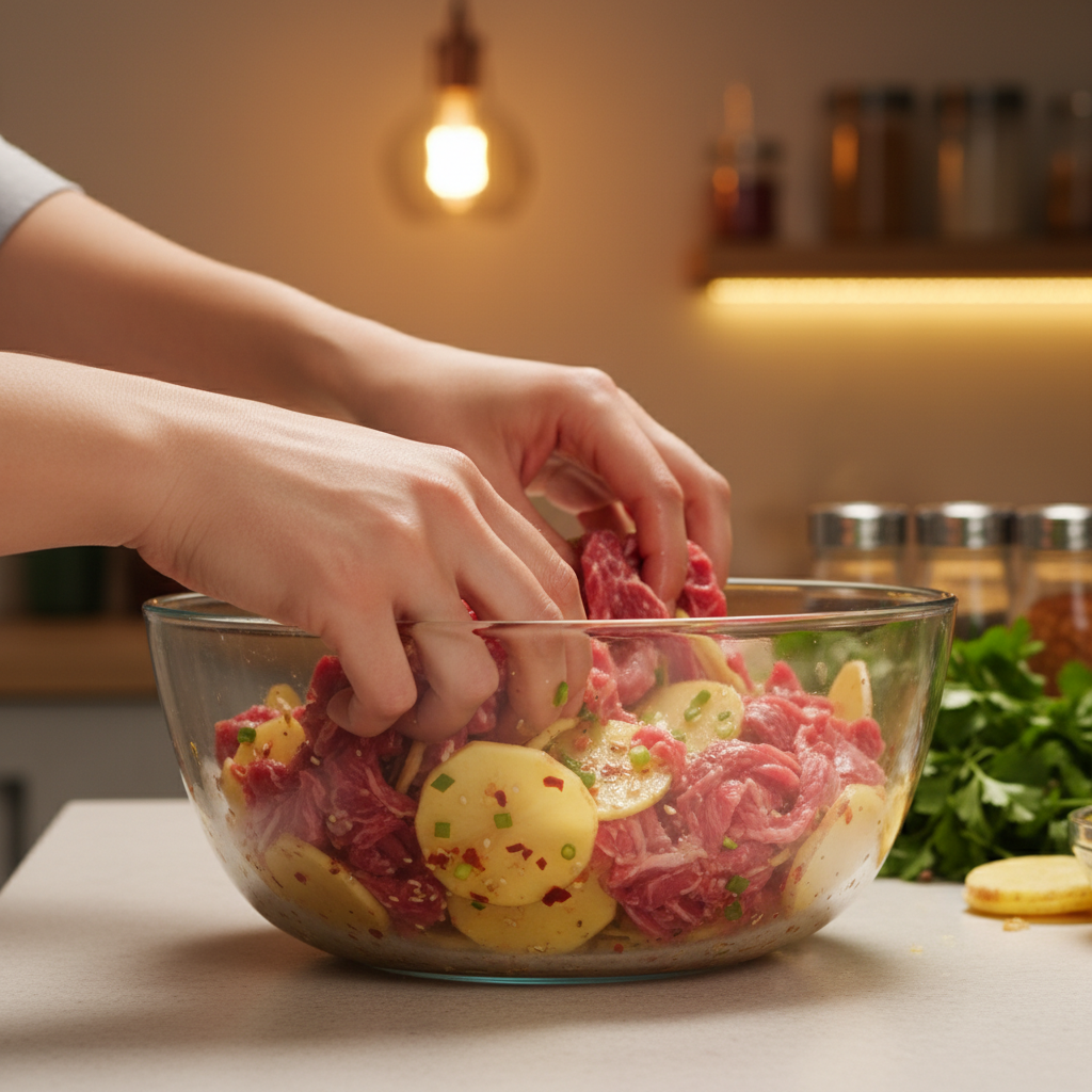Marinated beef ready for cooking