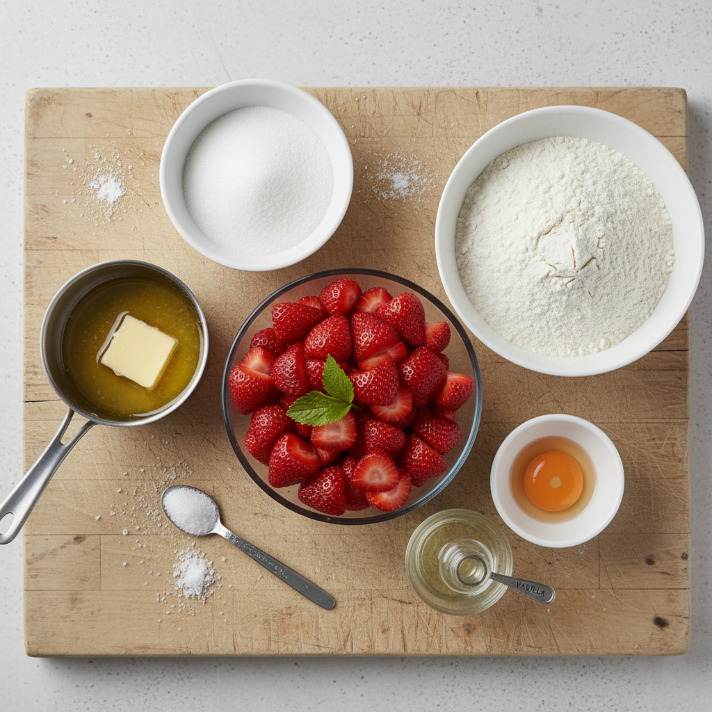 Ingredients for strawberry blondies