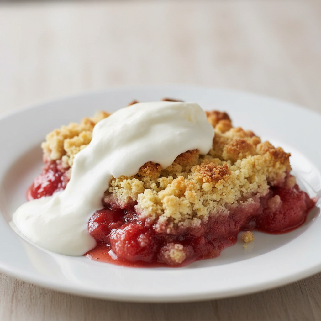 Strawberry Cobbler served with cream