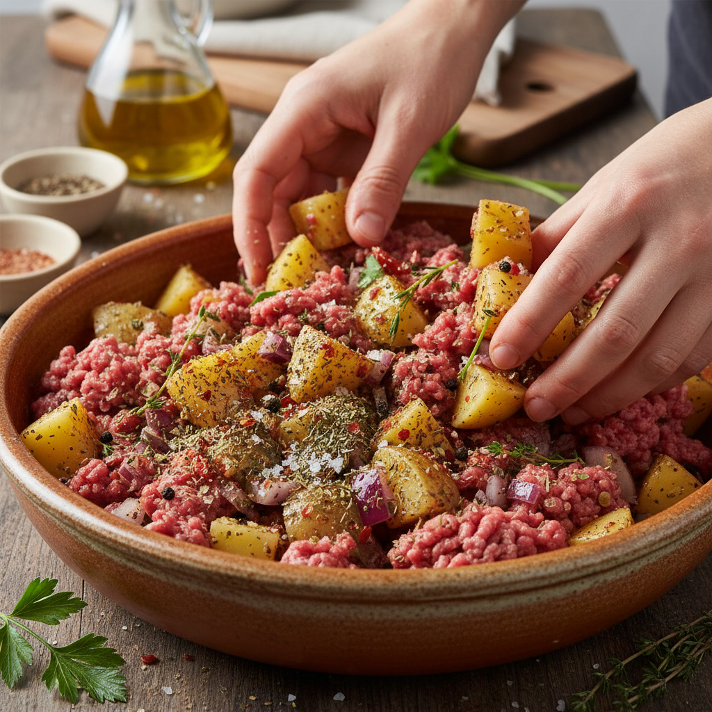 Sautéing onions and mushrooms for hamburger stroganoff