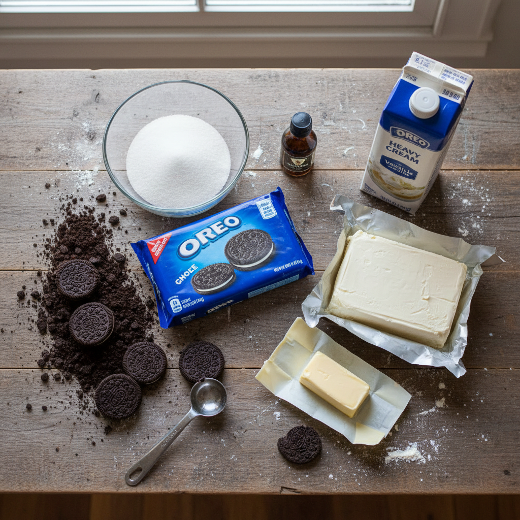Ingredients for No Bake Oreo Cheesecake