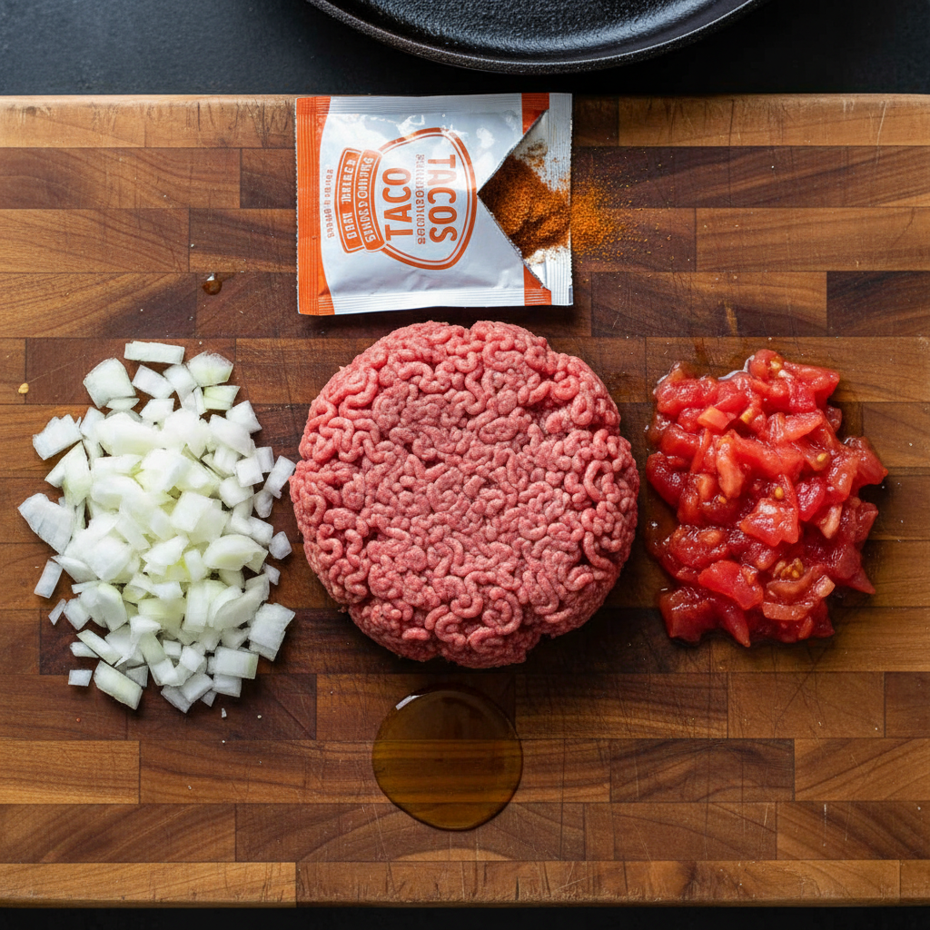 Ingredients for taco meat recipe