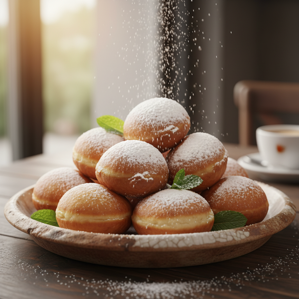 Mixing dough for vanilla French beignets