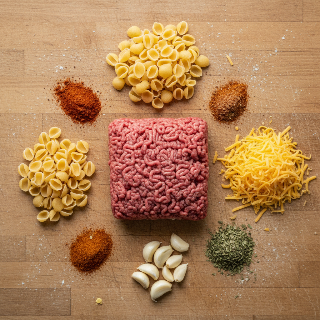 Ingredients for homemade hamburger helper
