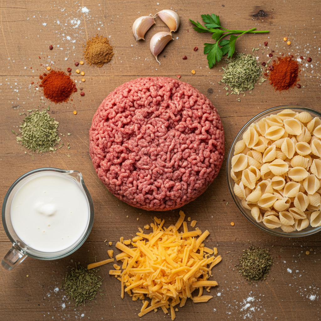 Main ingredients for Homemade Hamburger Helper