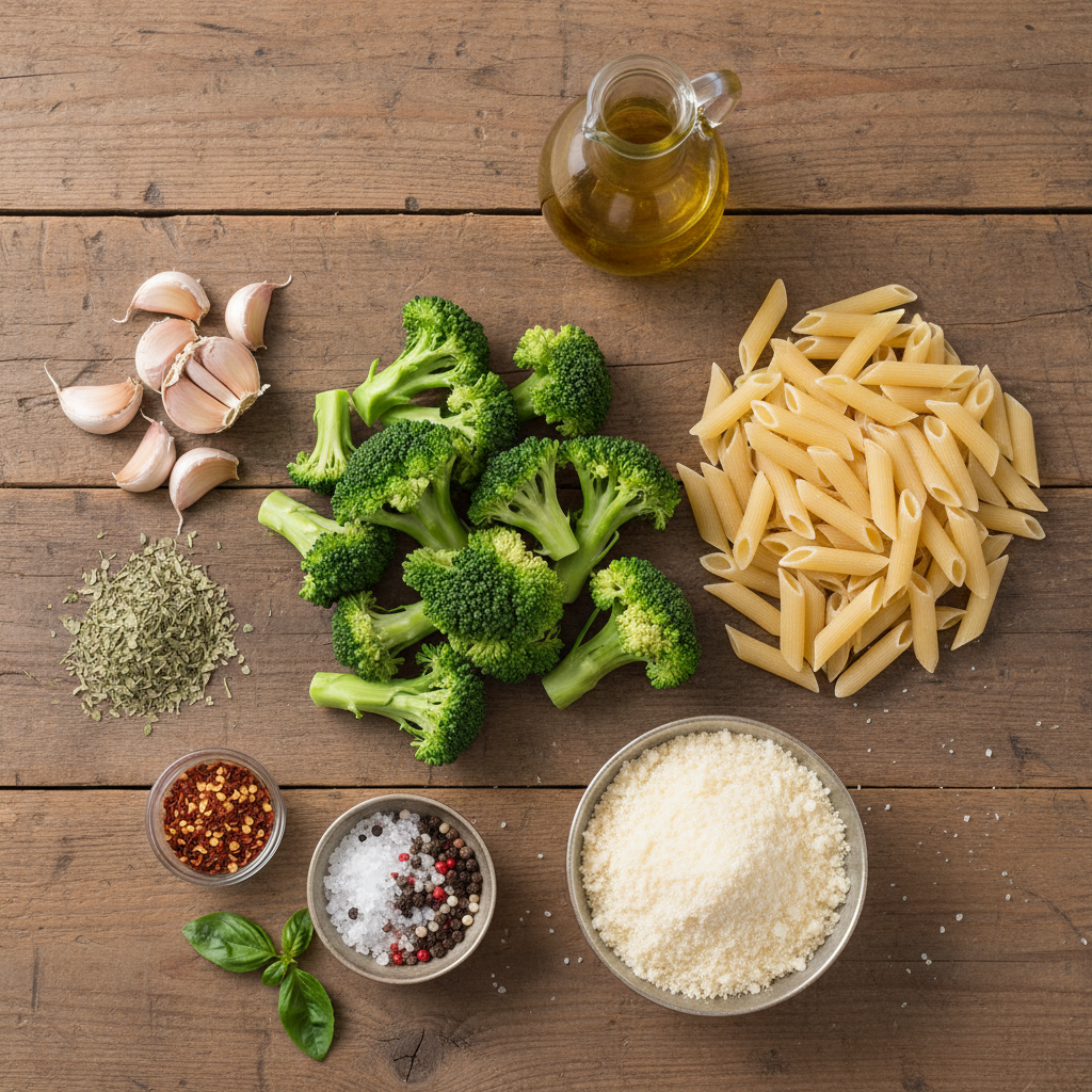 Fresh broccoli on a cutting board