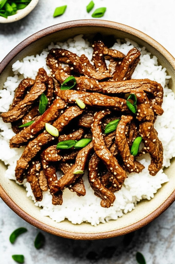 Korean beef bowl on a plate